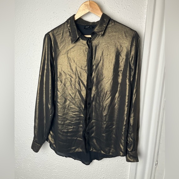 Metallic gold ASOS button up shirt - size 6 - Picture 1 of 7